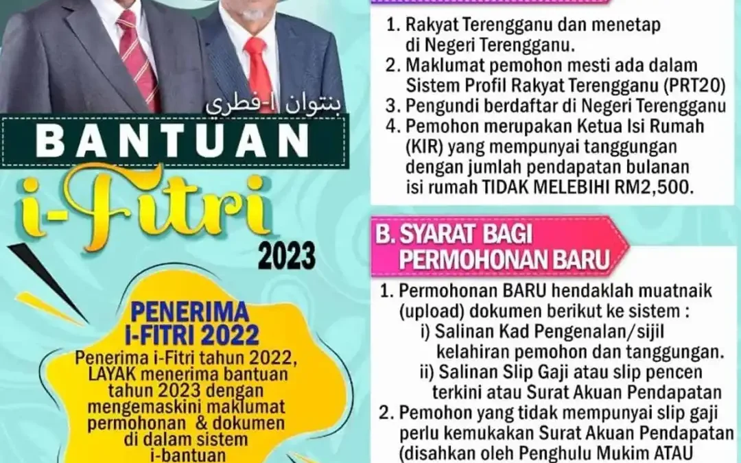 Bantuan i-Fitri 2023 Untuk Rakyat Terengganu